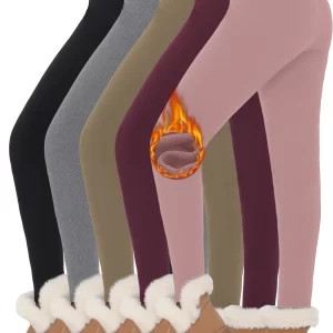 5PACK Super Soft Fleece Lined Leggings Women, Workout Yoga Running Thermal Warm Pants For cold winter