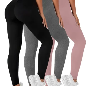 3 Pack Women's Super Soft Leggings High Elasticity No See Through Workout Yoga Running Athletic Push Up Gym Fitness Leggings