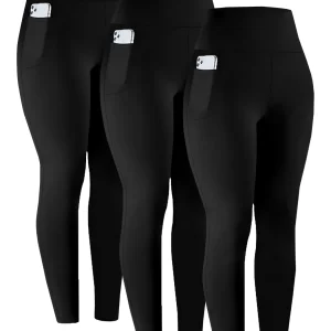 3 Pack Super Soft Leggings with Pockets for Women, High Waisted Tummy Control Workout Yoga Running Pants Leggings