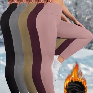5 Pack Womens Thermal Fleece Lined High Waisted Leggings Workout Winter Warm Thick Tights Soft Yoga Pants