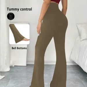 Women's Super Soft Flare Pants High Waisted Tummy Control Workout Yoga Push Up Gym Fitness Long Leggings Bell Bottoms