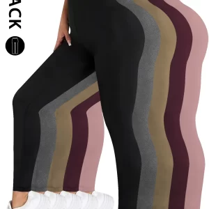 5 Pack Women's Super Soft Leggings High Elasticity No See Through Workout Yoga Running Athletic Push Up Gym Fitness Leggings